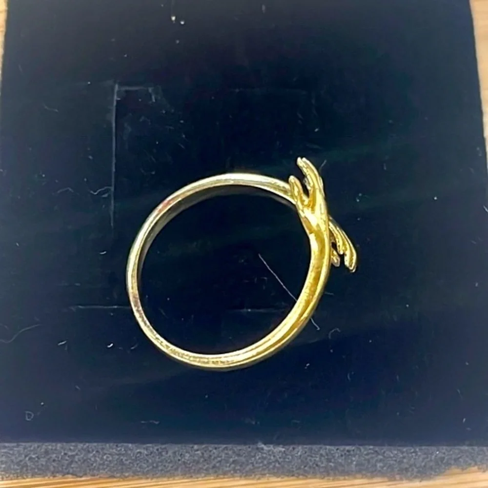 Brand New 14K Gold Plated Sterling Silver Hug Wrap Ring Love Friendship Hands